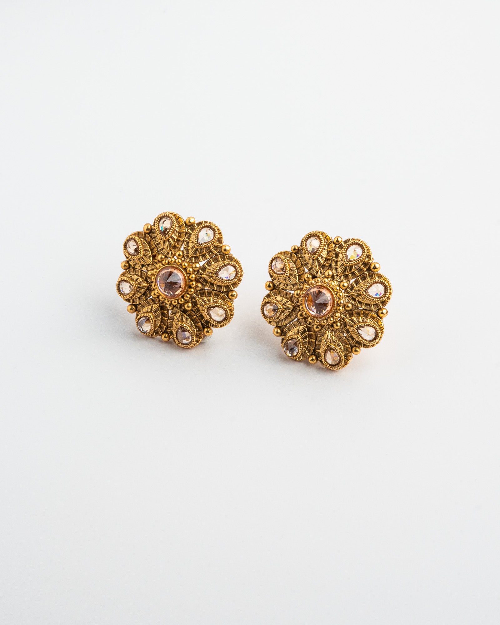 Golden Filigree Gem Studs