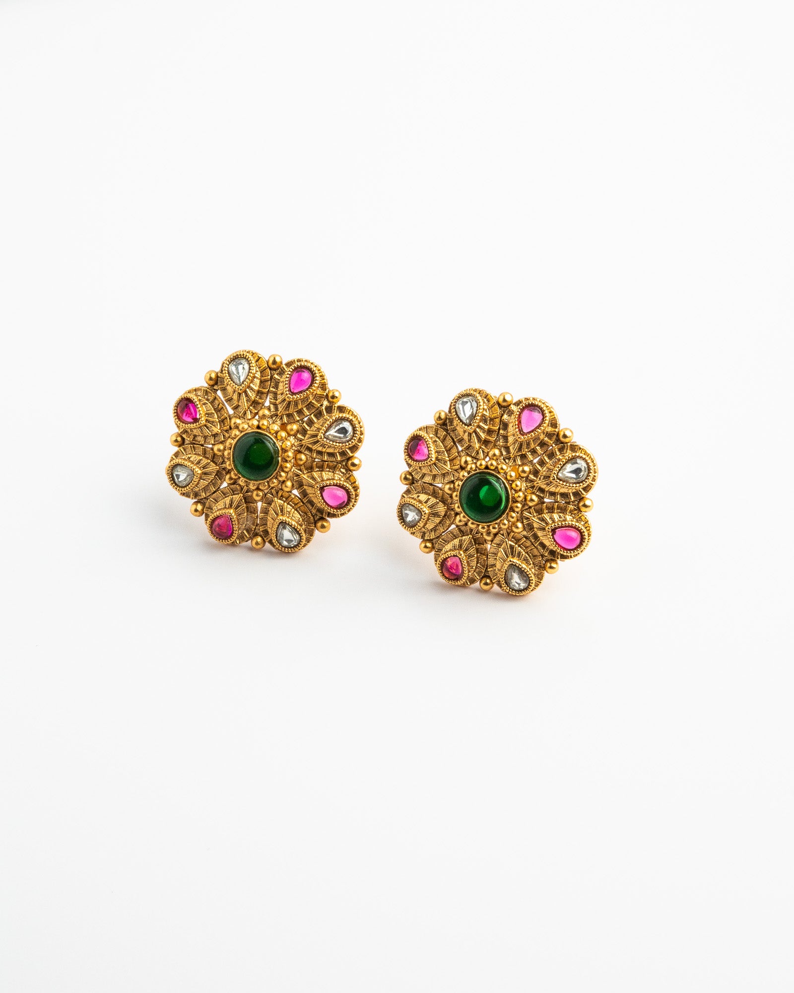Golden Filigree Gem Studs