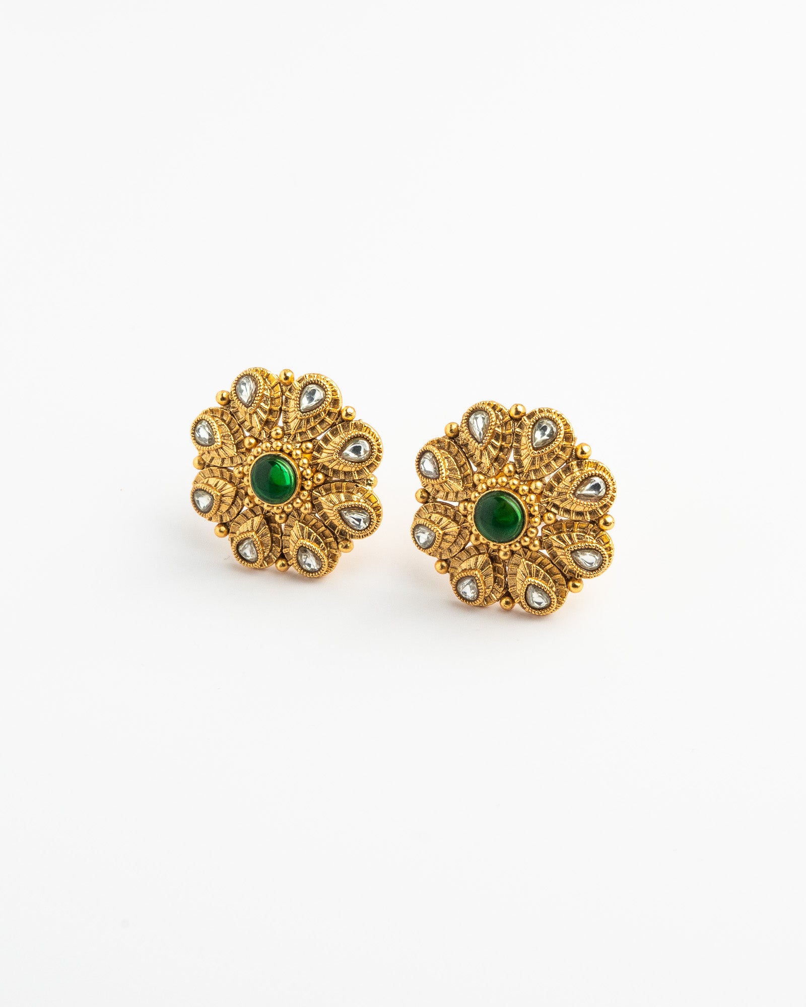 Golden Filigree Gem Studs